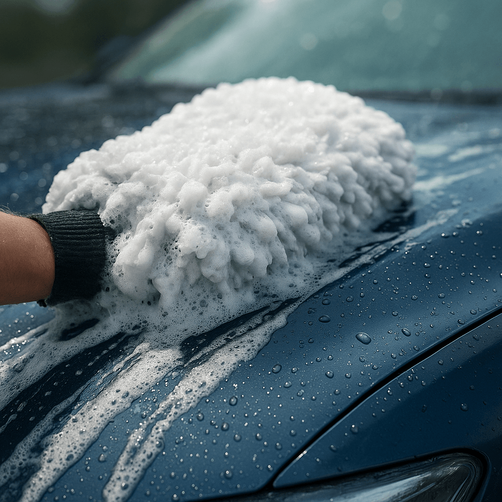 Aussen-Handwäsche mit Mikrofaser